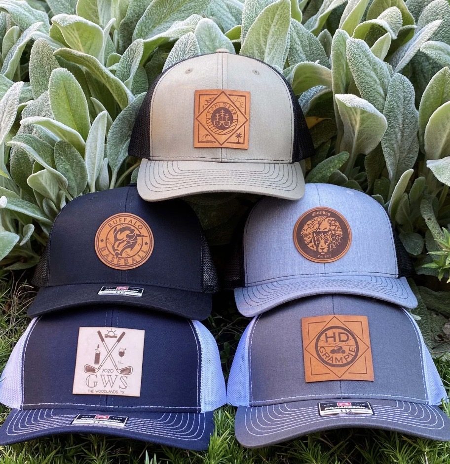 Actual finished REC Mama Made leather patch hats