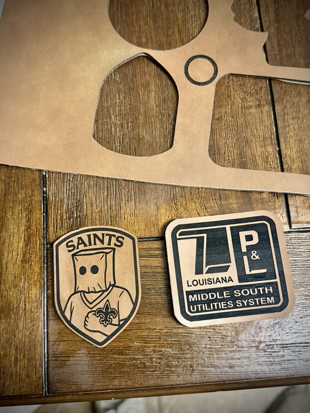 Engraved leatherette patches